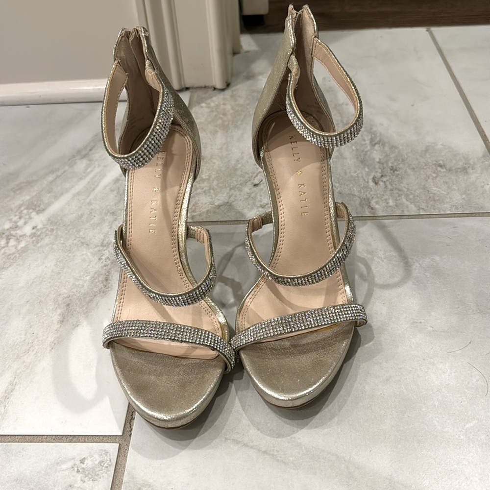 Kelly & Katie gold rhinestone heels